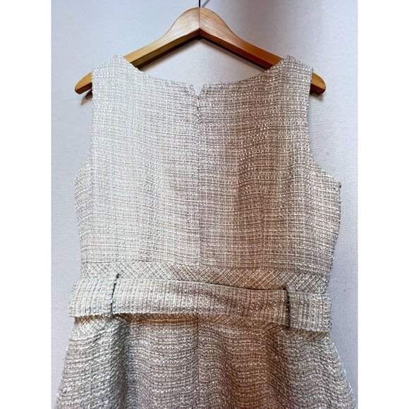 Banana Republic Women's Tweed Belted Sheath Dress Sleeveless Size 8 Light Beige - Picture 12 of 12